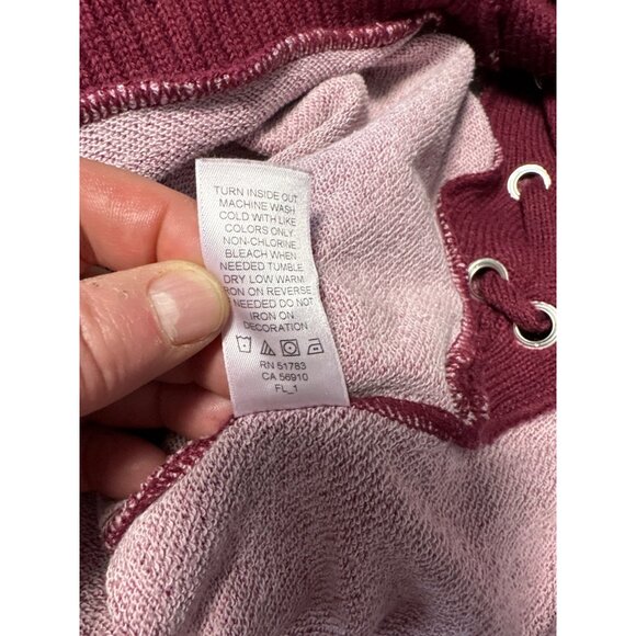 Maurices Womens Burgundy Knit Sweater With Lace-Up Hem Detail Size 1 - Picture 8 of 9